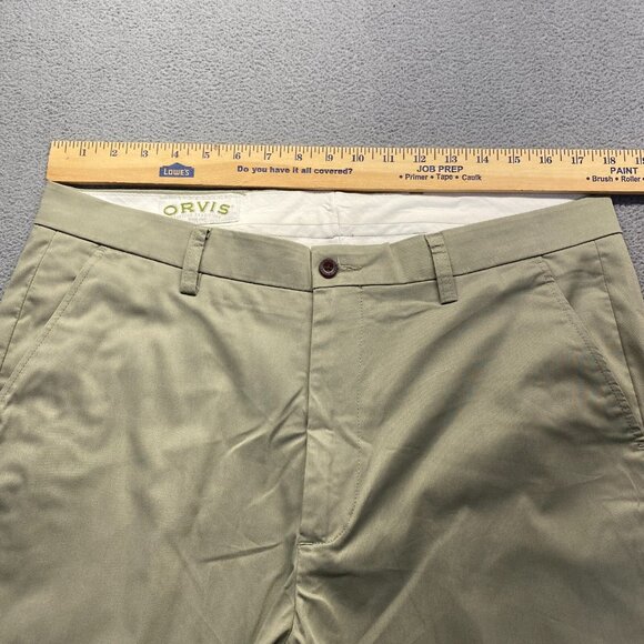 ORVIS Men's Dress Pants Size 34 Green Flat Front,Pockets,Preppy - Picture 4 of 15